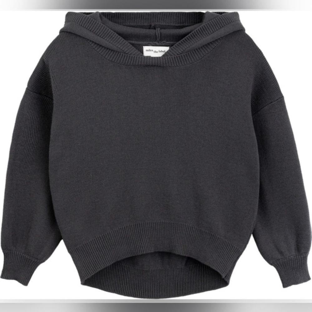 Miles The Label Super Soft Grey Girl Knit Hoodie Size 5-6y